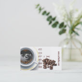 visitekaartje koffiebeker en bonen (Staand voorkant)