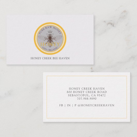 Visitekaartje koningin Honey Bee (Voorkant / Achterkant)