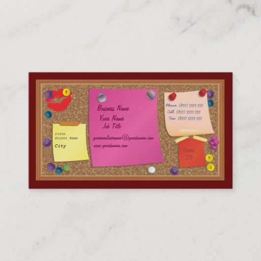 Visitekaartje kurkbord (Voorkant)