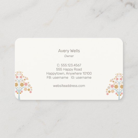 Visitekaartje Kute Pastel Tree (Achterkant)