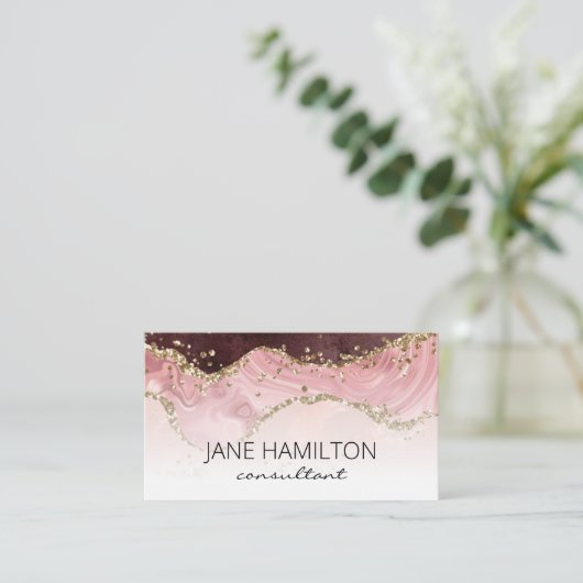 Visitekaartje Kwaliteitsprofiel QR-code roze gekle (Staand voorkant)