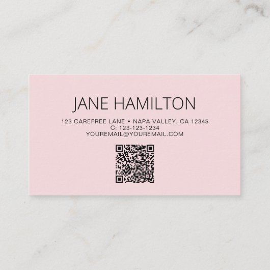 Visitekaartje Kwaliteitsprofiel QR-code roze gekle (Achterkant)