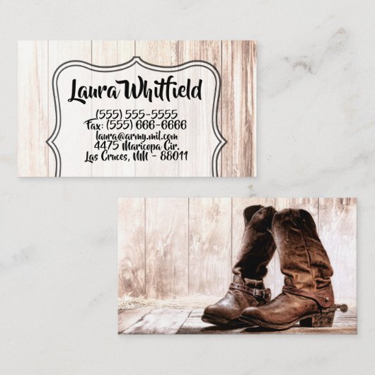Visitekaartje laarzen land rustiek Western Draag B (Voorkant / Achterkant)