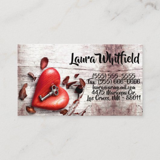 Visitekaartje Landenhoutsleutel voor mijn hart (Voorkant)