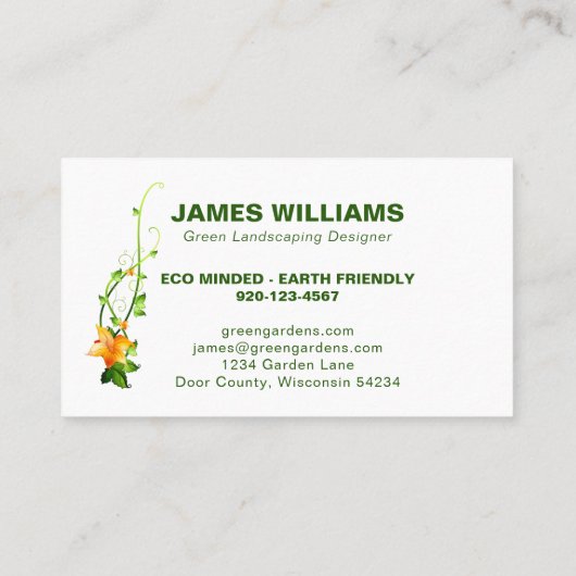 Visitekaartje Landscape Designer (Achterkant)