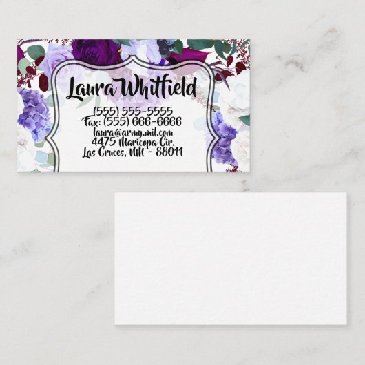 Visitekaartje Lavendel Hibiscus op Wit (Voorkant / Achterkant)