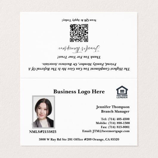 Visitekaartje leninggever (Buitenkant ongevouwen)