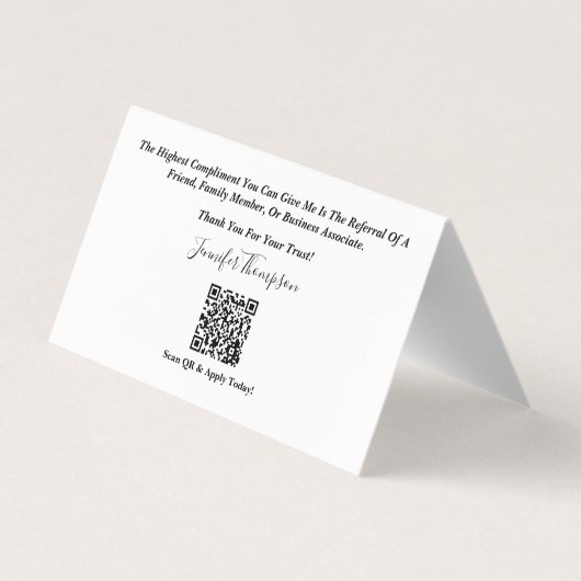 Visitekaartje leninggever (Achterkant)