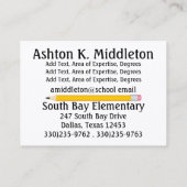 Visitekaartje leraar (Achterkant)