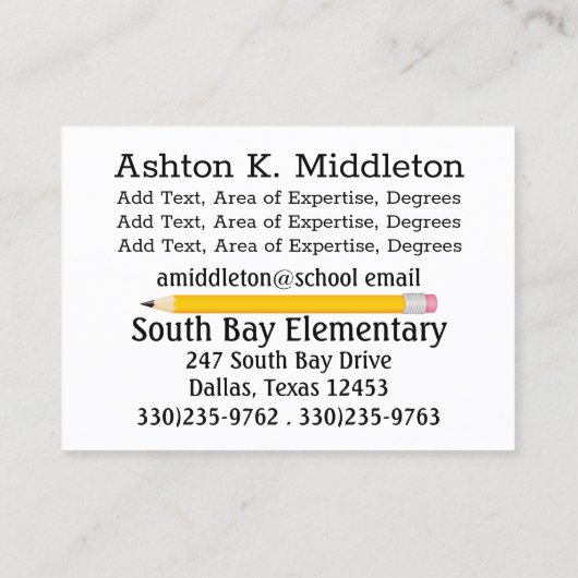 Visitekaartje leraar (Achterkant)