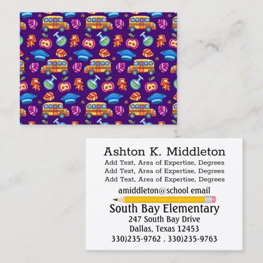 Visitekaartje leraar (Voorkant / Achterkant)