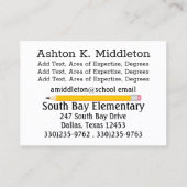 Visitekaartje leraar (Achterkant)