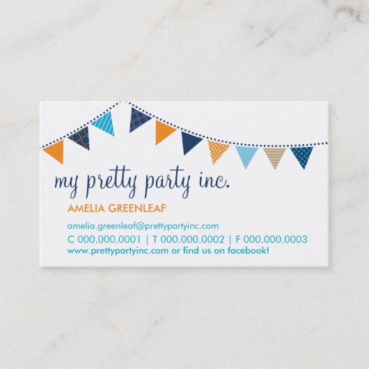 VISITEKAARTJE :: Leuke Bunting Navy sinaasappel Aq (Voorkant)