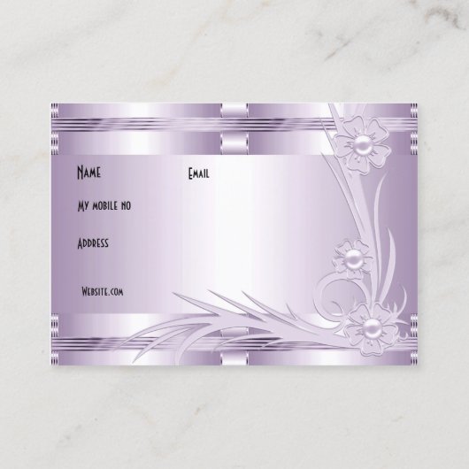 Visitekaartje Lila Mauve Art Deco Floral (Achterkant)