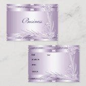 Visitekaartje Lila Mauve Art Deco Floral (Voorkant / Achterkant)