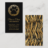 Visitekaartje Lux Gold Tiger Print Paw Pet Service (Voorkant / Achterkant)