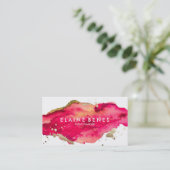 Visitekaartje Magenta en Gold Splatter (Staand voorkant)