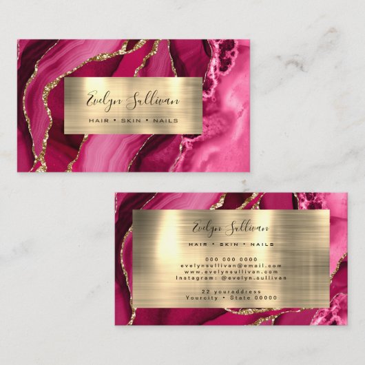 Visitekaartje Magenta Gold Agate (Voorkant / Achterkant)