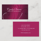 Visitekaartje Magenta roze Shimmer en Crystals (Voorkant / Achterkant)