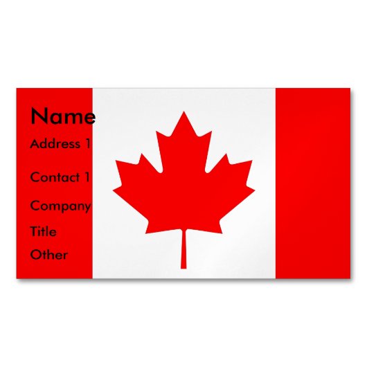 Visitekaartje magneet met Canadese vlag (Voorkant)