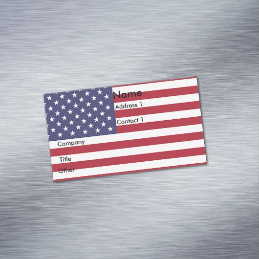 Visitekaartje Magneet met Vlag van de VS (Voorbeeld)
