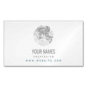 VISITEKAARTJE MAGNET : ANTIEK WERELDKAART MAGNETISCH VISITEKAARTJE