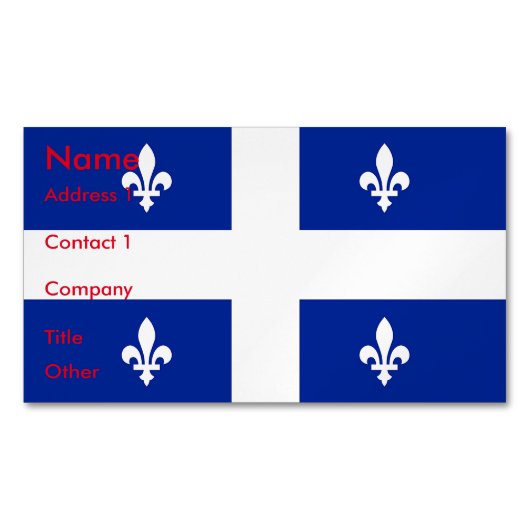 Visitekaartje Magnet met vlag van Quebec Magnetisch Visitekaartje (Voorkant)