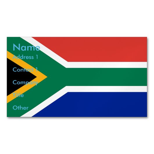 Visitekaartje Magnet met vlag van Zuid-Afrika Magnetisch Visitekaartje (Voorkant)