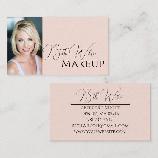 Visitekaartje Make-up, Roze & Zwart (Voorkant / Achterkant)
