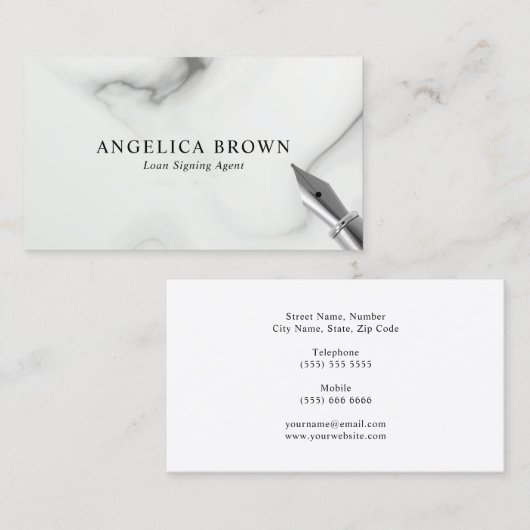 Visitekaartje Marmer Notional Loan Signing Agent (Voorkant / Achterkant)