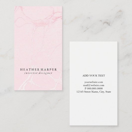 visitekaartje - marmer roze (Voorkant / Achterkant)
