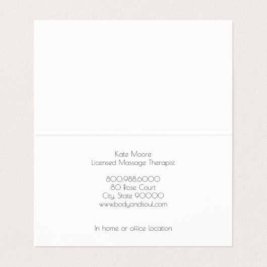 Visitekaartje massagetherapie (Binnenkant ongevouwen)