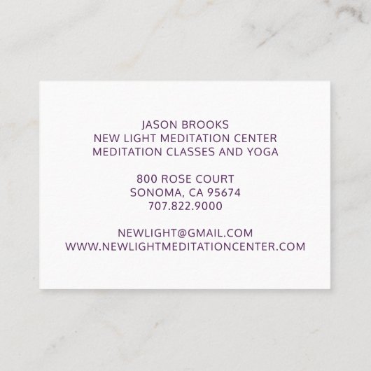 Visitekaartje Meditation Instructor (Achterkant)