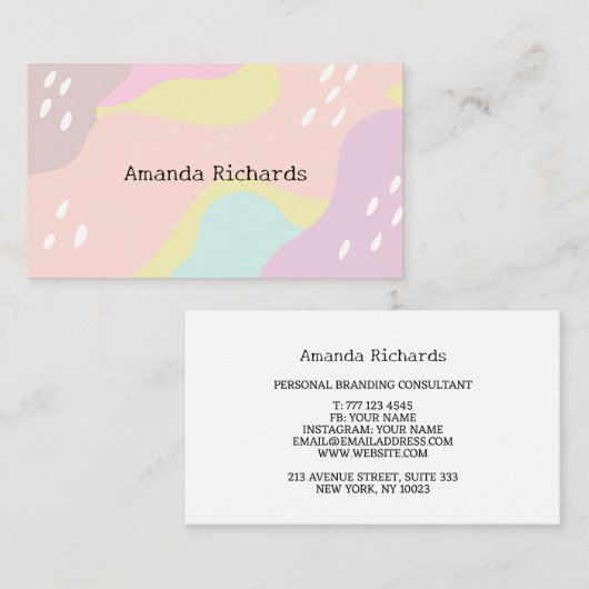 Visitekaartje met achtergrond pastelkleurpatroon (Voorkant / Achterkant)