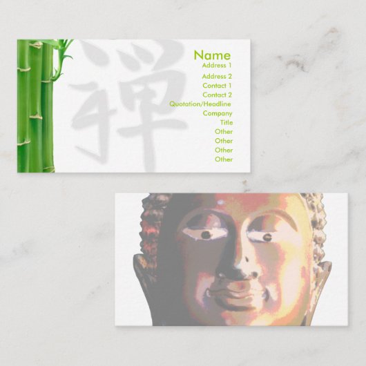 Visitekaartje met bamboeboom & zen kanji (Voorkant / Achterkant)