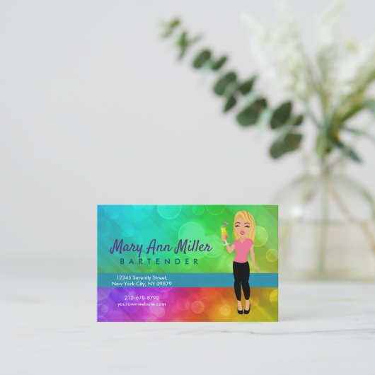 Visitekaartje met blauw (Staand voorkant)