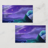 visitekaartje met blauw en bloemen (Voorkant / Achterkant)