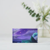 visitekaartje met blauw en bloemen (Staand voorkant)