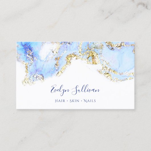 visitekaartje met blauw marmerontwerp (Voorkant)