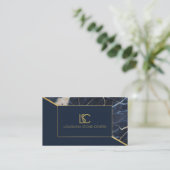 Visitekaartje met blauwe en goudmarmer (Staand voorkant)