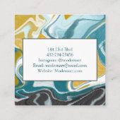 Visitekaartje met blauwe, grijze en goudmarmer (Achterkant)