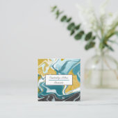 Visitekaartje met blauwe, grijze en goudmarmer (Staand voorkant)