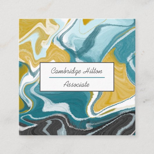 Visitekaartje met blauwe, grijze en goudmarmer (Voorkant)