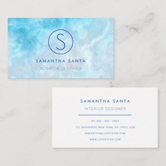 Visitekaartje met blauwe Oceaan (Voorkant / Achterkant)