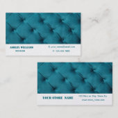 visitekaartje met blauwgroen blauw kapiton (Voorkant / Achterkant)