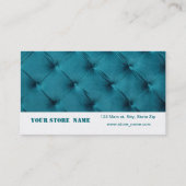 visitekaartje met blauwgroen blauw kapiton (Achterkant)