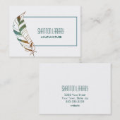 Visitekaartje met blauwgroen veren (Voorkant / Achterkant)