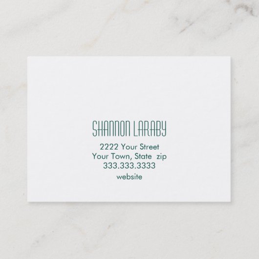 Visitekaartje met blauwgroen veren (Achterkant)