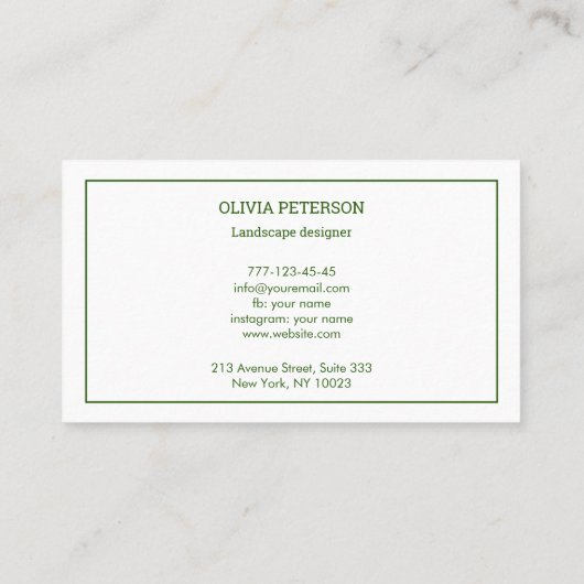 Visitekaartje met bloemachtergrond. (Achterkant)