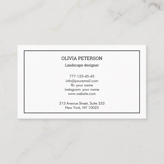 Visitekaartje met bloemachtergrond. (Achterkant)